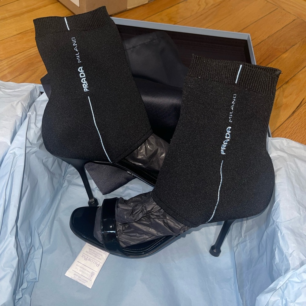 Prada Black Sock Sandals